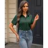 imageJVER Womens Button Down Shirts Stretch Wrinkle Free Formal Short Sleeve Dress Shirt Summer Work Blouses Business Casual TopsArmy Green