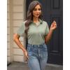 imageJVER Womens Button Down Shirts Stretch Wrinkle Free Formal Short Sleeve Dress Shirt Summer Work Blouses Business Casual TopsAvocado Green