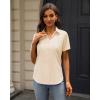 imageJVER Womens Button Down Shirts Stretch Wrinkle Free Formal Short Sleeve Dress Shirt Summer Work Blouses Business Casual TopsBeige