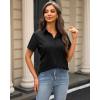 imageJVER Womens Button Down Shirts Stretch Wrinkle Free Formal Short Sleeve Dress Shirt Summer Work Blouses Business Casual TopsBlack