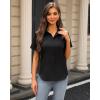 imageJVER Womens Button Down Shirts Stretch Wrinkle Free Formal Short Sleeve Dress Shirt Summer Work Blouses Business Casual TopsBlack