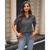imageJVER Womens Button Down Shirts Stretch Wrinkle Free Formal Short Sleeve Dress Shirt Summer Work Blouses Business Casual TopsDark Grey