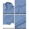 imageJVER Womens Button Down Shirts Stretch Wrinkle Free Formal Short Sleeve Dress Shirt Summer Work Blouses Business Casual TopsGrey Blue