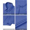 imageJVER Womens Button Down Shirts Stretch Wrinkle Free Formal Short Sleeve Dress Shirt Summer Work Blouses Business Casual TopsIndigo Blue