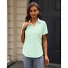 imageJVER Womens Button Down Shirts Stretch Wrinkle Free Formal Short Sleeve Dress Shirt Summer Work Blouses Business Casual TopsLight Green