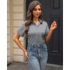 imageJVER Womens Button Down Shirts Stretch Wrinkle Free Formal Short Sleeve Dress Shirt Summer Work Blouses Business Casual TopsLight Grey