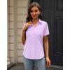 imageJVER Womens Button Down Shirts Stretch Wrinkle Free Formal Short Sleeve Dress Shirt Summer Work Blouses Business Casual TopsLight Purple