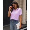 imageJVER Womens Button Down Shirts Stretch Wrinkle Free Formal Short Sleeve Dress Shirt Summer Work Blouses Business Casual TopsLight Purple