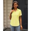 imageJVER Womens Button Down Shirts Stretch Wrinkle Free Formal Short Sleeve Dress Shirt Summer Work Blouses Business Casual TopsLight Yellow