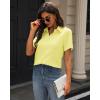imageJVER Womens Button Down Shirts Stretch Wrinkle Free Formal Short Sleeve Dress Shirt Summer Work Blouses Business Casual TopsLight Yellow