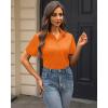 imageJVER Womens Button Down Shirts Stretch Wrinkle Free Formal Short Sleeve Dress Shirt Summer Work Blouses Business Casual TopsOrange