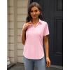 imageJVER Womens Button Down Shirts Stretch Wrinkle Free Formal Short Sleeve Dress Shirt Summer Work Blouses Business Casual TopsPink