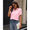 imageJVER Womens Button Down Shirts Stretch Wrinkle Free Formal Short Sleeve Dress Shirt Summer Work Blouses Business Casual TopsPink
