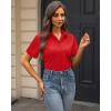 imageJVER Womens Button Down Shirts Stretch Wrinkle Free Formal Short Sleeve Dress Shirt Summer Work Blouses Business Casual TopsRed