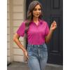imageJVER Womens Button Down Shirts Stretch Wrinkle Free Formal Short Sleeve Dress Shirt Summer Work Blouses Business Casual TopsRose Red
