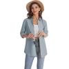 imageJVER Womens Oversized Button Down Shirts Casual Long Sleeve Lightweight Breathable Solid Cotton Blouse Office Dress ShirtAiry Blue