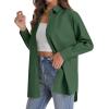 imageJVER Womens Oversized Button Down Shirts Casual Long Sleeve Lightweight Breathable Solid Cotton Blouse Office Dress ShirtArmy Green