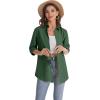 imageJVER Womens Oversized Button Down Shirts Casual Long Sleeve Lightweight Breathable Solid Cotton Blouse Office Dress ShirtArmy Green