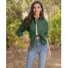 imageJVER Womens Oversized Button Down Shirts Casual Long Sleeve Lightweight Breathable Solid Cotton Blouse Office Dress ShirtArmy Green
