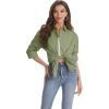 imageJVER Womens Oversized Button Down Shirts Casual Long Sleeve Lightweight Breathable Solid Cotton Blouse Office Dress ShirtAvocado Green