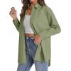 imageJVER Womens Oversized Button Down Shirts Casual Long Sleeve Lightweight Breathable Solid Cotton Blouse Office Dress ShirtAvocado Green
