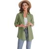imageJVER Womens Oversized Button Down Shirts Casual Long Sleeve Lightweight Breathable Solid Cotton Blouse Office Dress ShirtAvocado Green