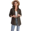 imageJVER Womens Oversized Button Down Shirts Casual Long Sleeve Lightweight Breathable Solid Cotton Blouse Office Dress ShirtCoffee