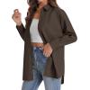 imageJVER Womens Oversized Button Down Shirts Casual Long Sleeve Lightweight Breathable Solid Cotton Blouse Office Dress ShirtCoffee