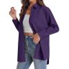 imageJVER Womens Oversized Button Down Shirts Casual Long Sleeve Lightweight Breathable Solid Cotton Blouse Office Dress ShirtDark Purple