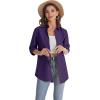 imageJVER Womens Oversized Button Down Shirts Casual Long Sleeve Lightweight Breathable Solid Cotton Blouse Office Dress ShirtDark Purple