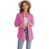 imageJVER Womens Oversized Button Down Shirts Casual Long Sleeve Lightweight Breathable Solid Cotton Blouse Office Dress ShirtHot Pink