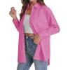 imageJVER Womens Oversized Button Down Shirts Casual Long Sleeve Lightweight Breathable Solid Cotton Blouse Office Dress ShirtHot Pink