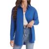 imageJVER Womens Oversized Button Down Shirts Casual Long Sleeve Lightweight Breathable Solid Cotton Blouse Office Dress ShirtIndigo Blue