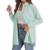 imageJVER Womens Oversized Button Down Shirts Casual Long Sleeve Lightweight Breathable Solid Cotton Blouse Office Dress ShirtLight Green