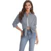imageJVER Womens Oversized Button Down Shirts Casual Long Sleeve Lightweight Breathable Solid Cotton Blouse Office Dress ShirtLight Grey