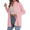 imageJVER Womens Oversized Button Down Shirts Casual Long Sleeve Lightweight Breathable Solid Cotton Blouse Office Dress ShirtLight Pink