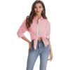 imageJVER Womens Oversized Button Down Shirts Casual Long Sleeve Lightweight Breathable Solid Cotton Blouse Office Dress ShirtLight Pink