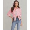 imageJVER Womens Oversized Button Down Shirts Casual Long Sleeve Lightweight Breathable Solid Cotton Blouse Office Dress ShirtLight Pink