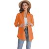 imageJVER Womens Oversized Button Down Shirts Casual Long Sleeve Lightweight Breathable Solid Cotton Blouse Office Dress ShirtOrange