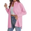 imageJVER Womens Oversized Button Down Shirts Casual Long Sleeve Lightweight Breathable Solid Cotton Blouse Office Dress ShirtPink