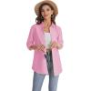 imageJVER Womens Oversized Button Down Shirts Casual Long Sleeve Lightweight Breathable Solid Cotton Blouse Office Dress ShirtPink
