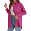 imageJVER Womens Oversized Button Down Shirts Casual Long Sleeve Lightweight Breathable Solid Cotton Blouse Office Dress ShirtRose Red