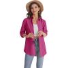 imageJVER Womens Oversized Button Down Shirts Casual Long Sleeve Lightweight Breathable Solid Cotton Blouse Office Dress ShirtRose Red
