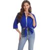 imageJVER Womens Oversized Button Down Shirts Casual Long Sleeve Lightweight Breathable Solid Cotton Blouse Office Dress ShirtRoyal Blue
