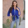imageJVER Womens Oversized Button Down Shirts Casual Long Sleeve Lightweight Breathable Solid Cotton Blouse Office Dress ShirtRoyal Blue