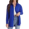 imageJVER Womens Oversized Button Down Shirts Casual Long Sleeve Lightweight Breathable Solid Cotton Blouse Office Dress ShirtRoyal Blue