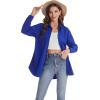 imageJVER Womens Oversized Button Down Shirts Casual Long Sleeve Lightweight Breathable Solid Cotton Blouse Office Dress ShirtRoyal Blue