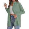 imageJVER Womens Oversized Button Down Shirts Casual Long Sleeve Lightweight Breathable Solid Cotton Blouse Office Dress ShirtSage Green