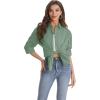 imageJVER Womens Oversized Button Down Shirts Casual Long Sleeve Lightweight Breathable Solid Cotton Blouse Office Dress ShirtSage Green