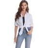 imageJVER Womens Oversized Button Down Shirts Casual Long Sleeve Lightweight Breathable Solid Cotton Blouse Office Dress ShirtWhite